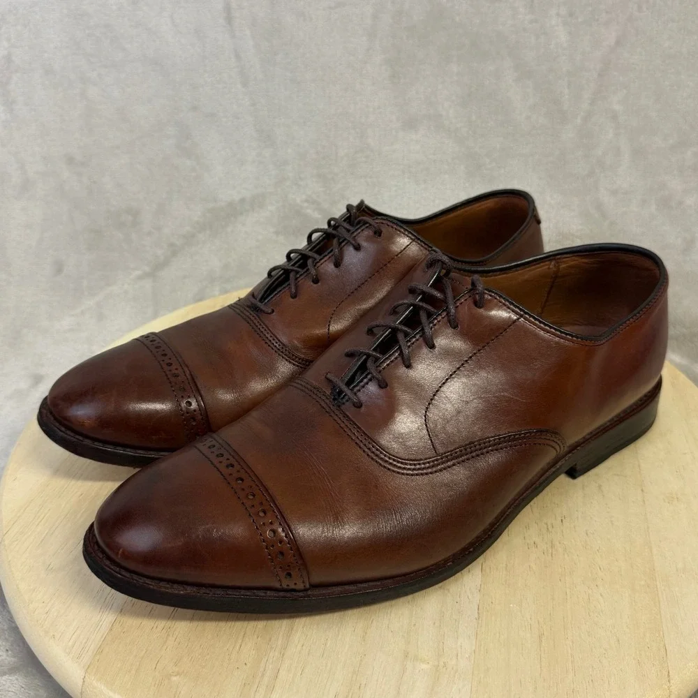 Allen Edmonds Port Washington Brown Leather Cap Toe Oxford Dress Shoes Mens 11 E